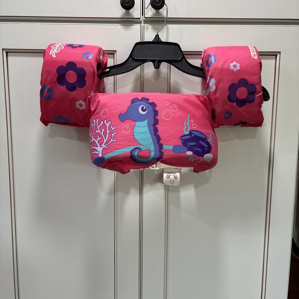 Stearns Puddle Jumper Life Jacket 30–50 lbs Seahorse Floral Kids Swim Vest